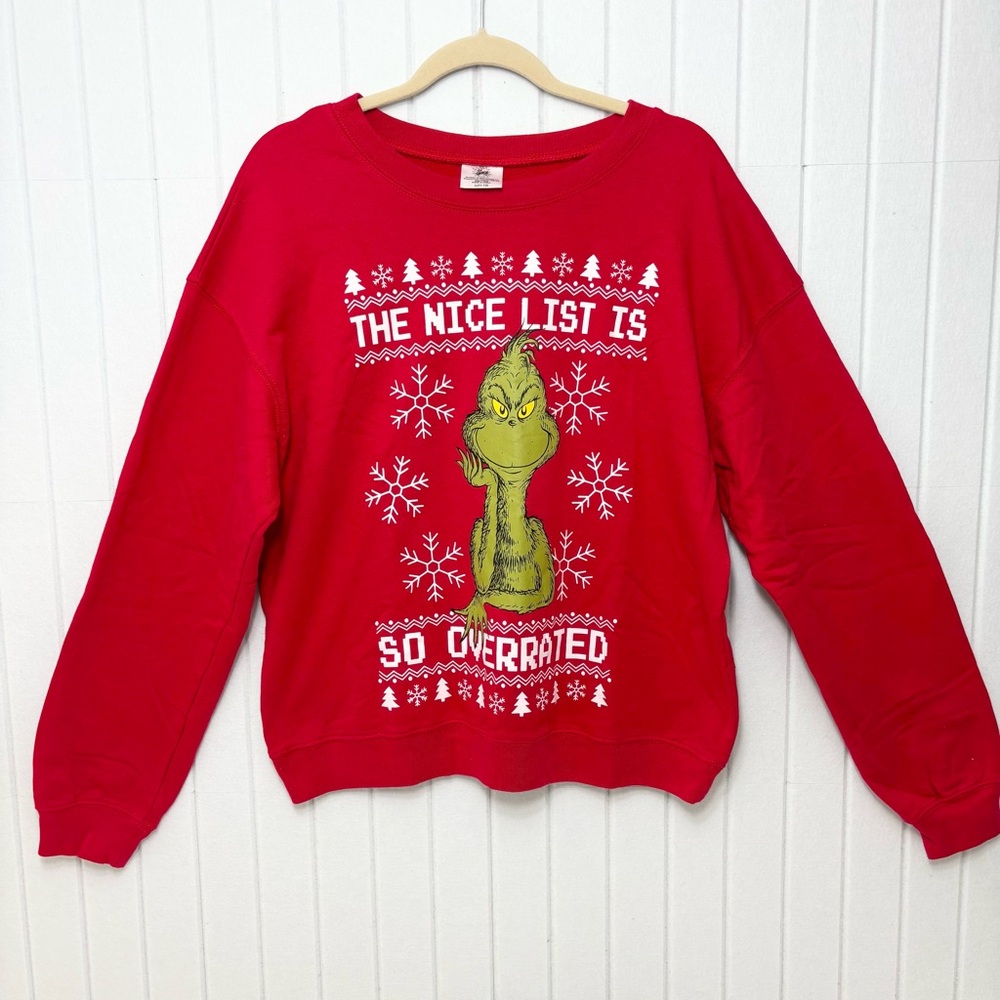 The Grinch Ugly Christmas Sweater "The Nice list is so Overrated " Red Size L